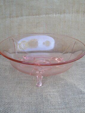 Vintage Lancaster Depression Glass 3 Footed Bowl